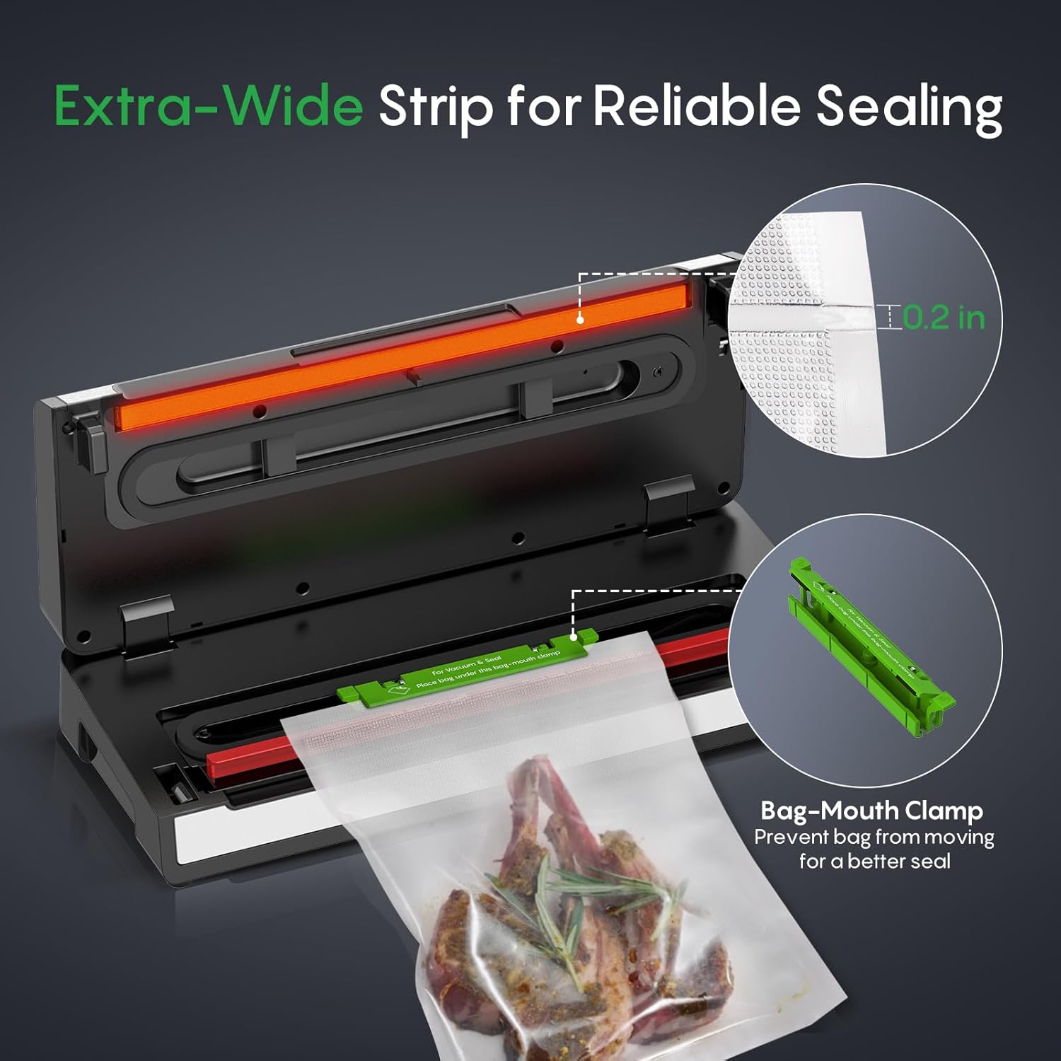 Vacuum Sealer Machine with Automatic Bag Detection – 0.2 Inch Widened Heating Strip – Compact Food Sealer – Easy to Use – Starter Kit - Image 5