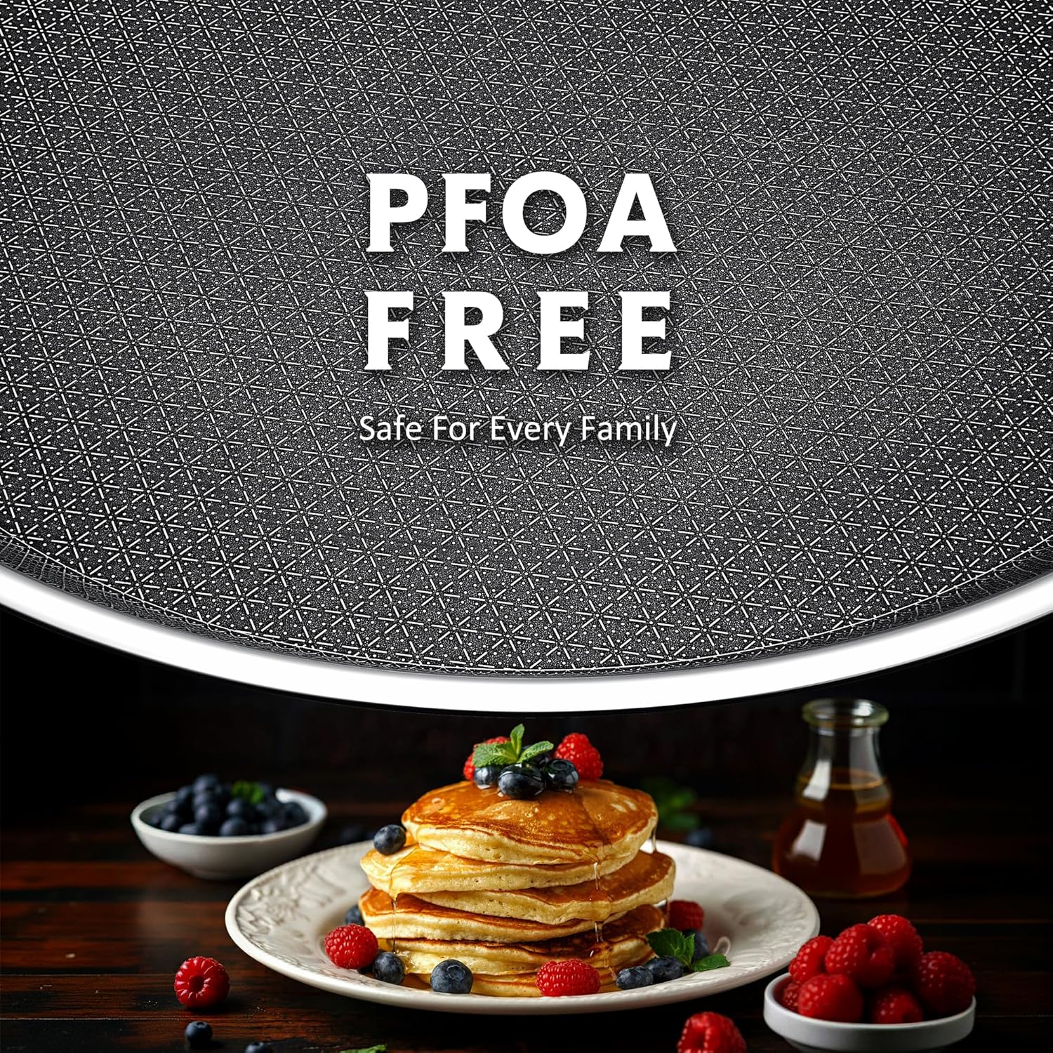 Crepe Pan – 12 Inch Nonstick Crepe Pan – Stainless Steel Flat Skillet – Non Stick Dosa Tawa – Tortilla & Pancake Pan – Dishwasher & Oven Safe – Induction Compatible – PFOA Free - Image 2