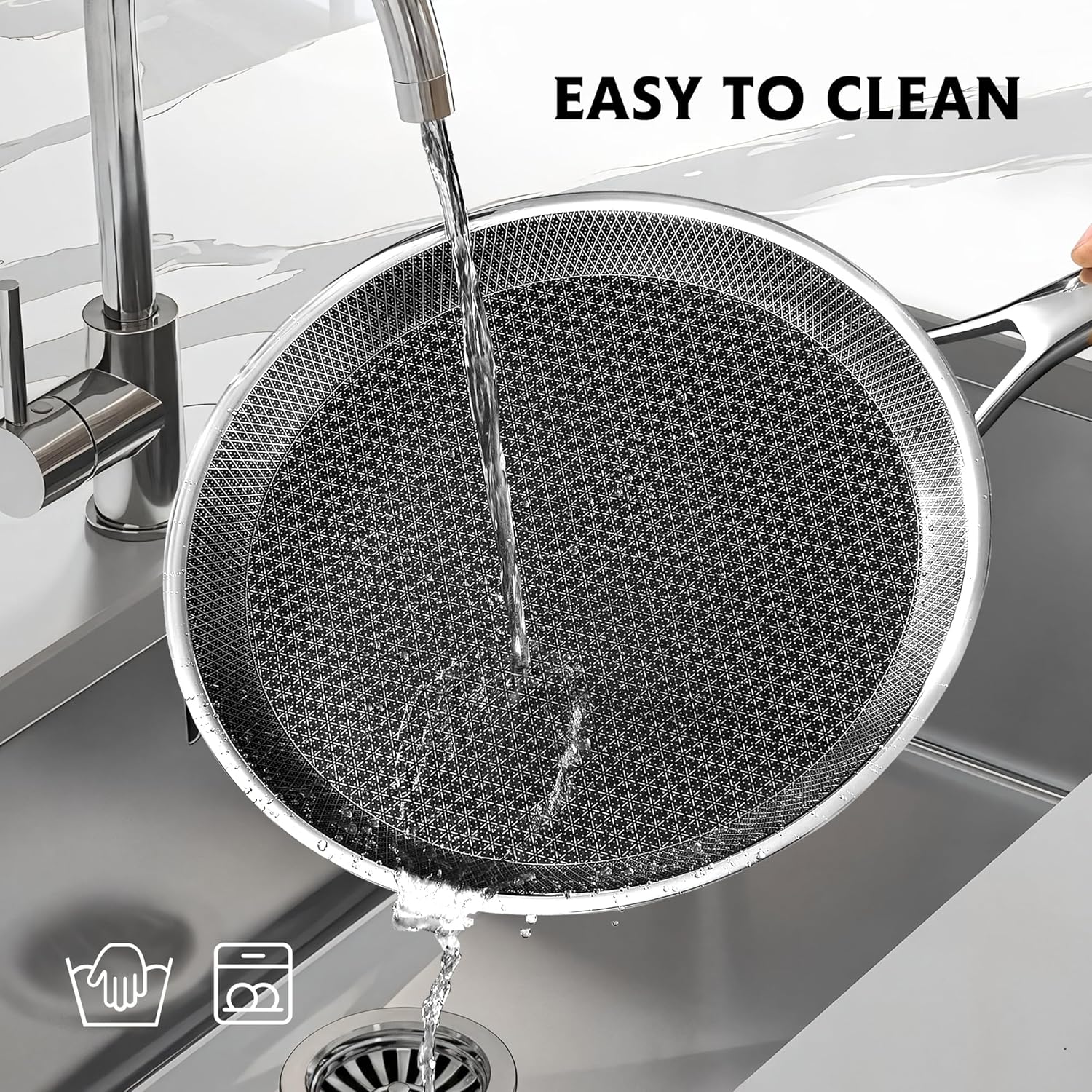 Crepe Pan – 12 Inch Nonstick Crepe Pan – Stainless Steel Flat Skillet – Non Stick Dosa Tawa – Tortilla & Pancake Pan – Dishwasher & Oven Safe – Induction Compatible – PFOA Free - Image 6