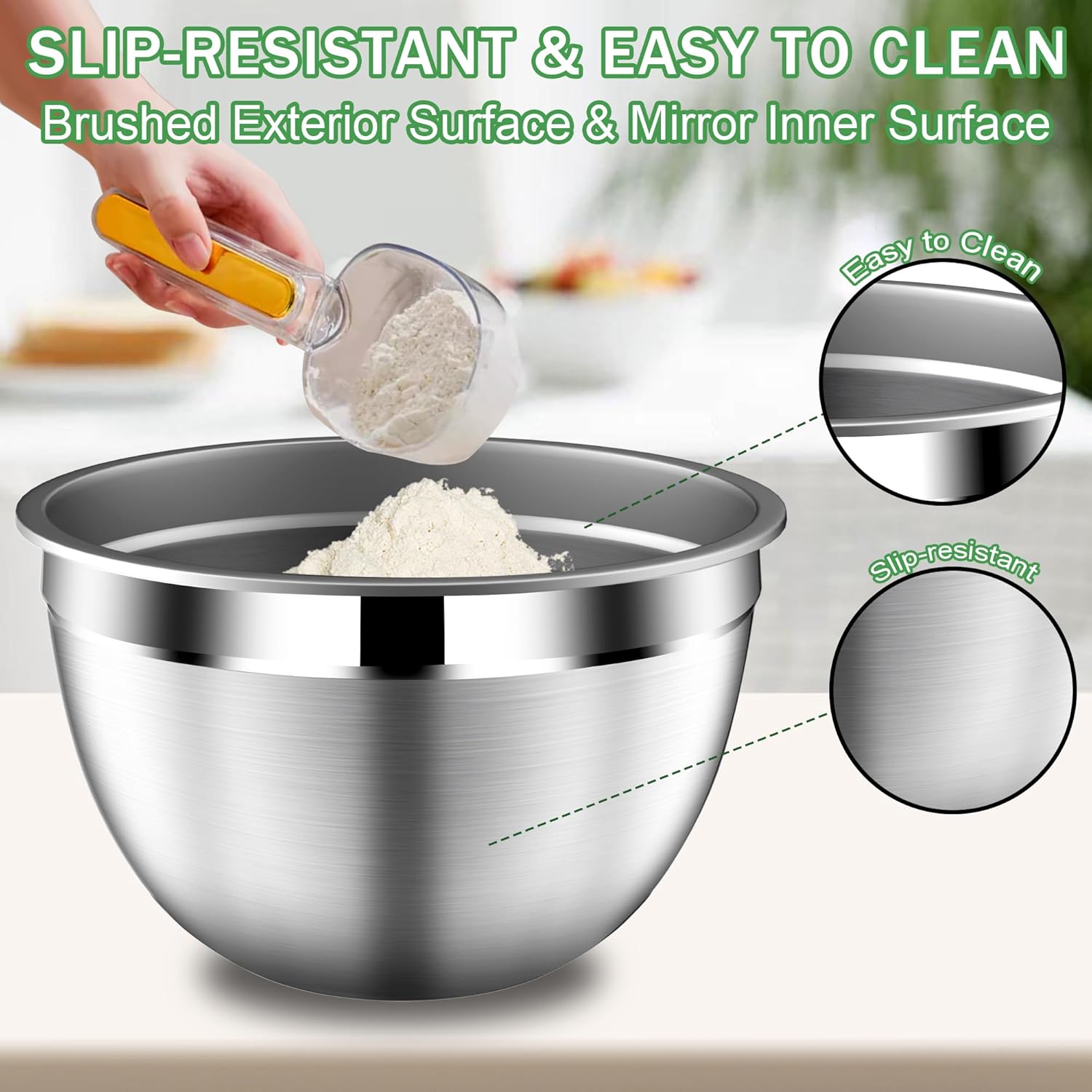 Mixing Bowls with Lids Set – Stainless Steel Mixing Bowls with Colander and Strainer – Serving Bowl Kitchen Gift – Sizes 4.5, 2.5, 2, 1.5 QT – Black - Image 6