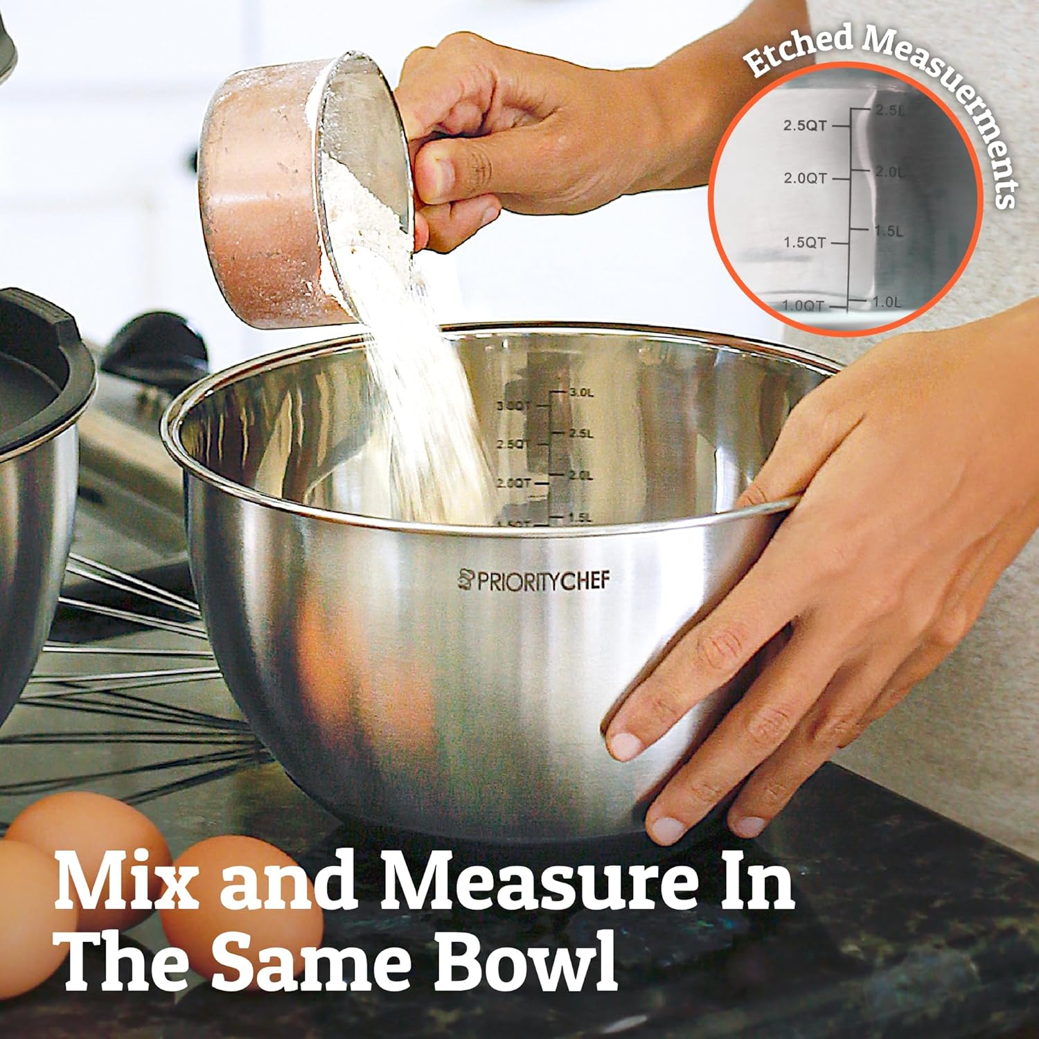 Premium Mixing Bowls with Lids Set – Airtight Lids – Thicker Stainless Steel – Non Slip Base – 5 Nesting Steel Bowls for Kitchen – Large Prep Metal Bowl Set 1.5, 2, 3, 4, 5 Qt – Black - Image 4
