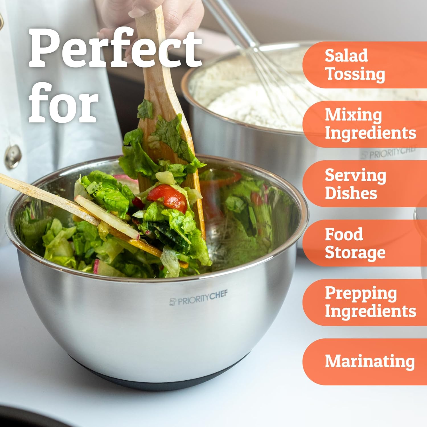 Premium Mixing Bowls with Lids Set – Airtight Lids – Thicker Stainless Steel – Non Slip Base – 5 Nesting Steel Bowls for Kitchen – Large Prep Metal Bowl Set 1.5, 2, 3, 4, 5 Qt – Black - Image 6