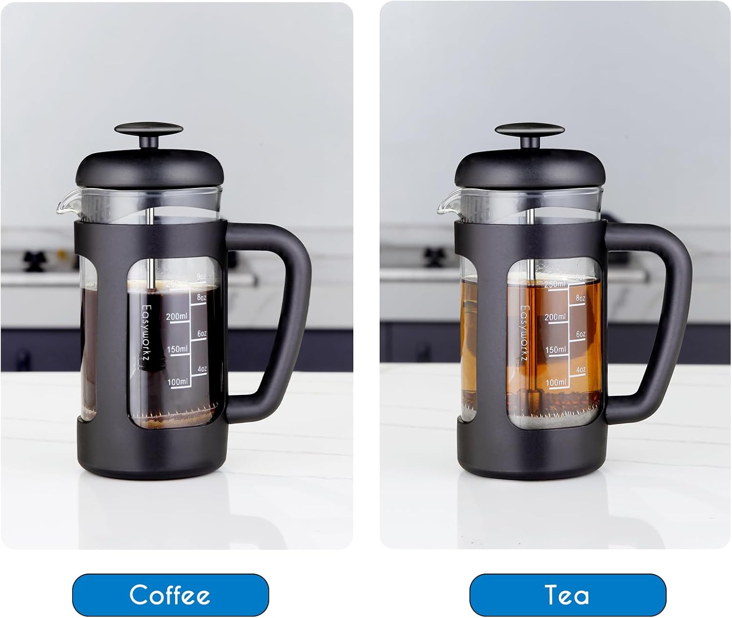 French Press 12 oz Coffee Tea Maker – with Borosilicate Glass – Soft Grip Handle - Image 5