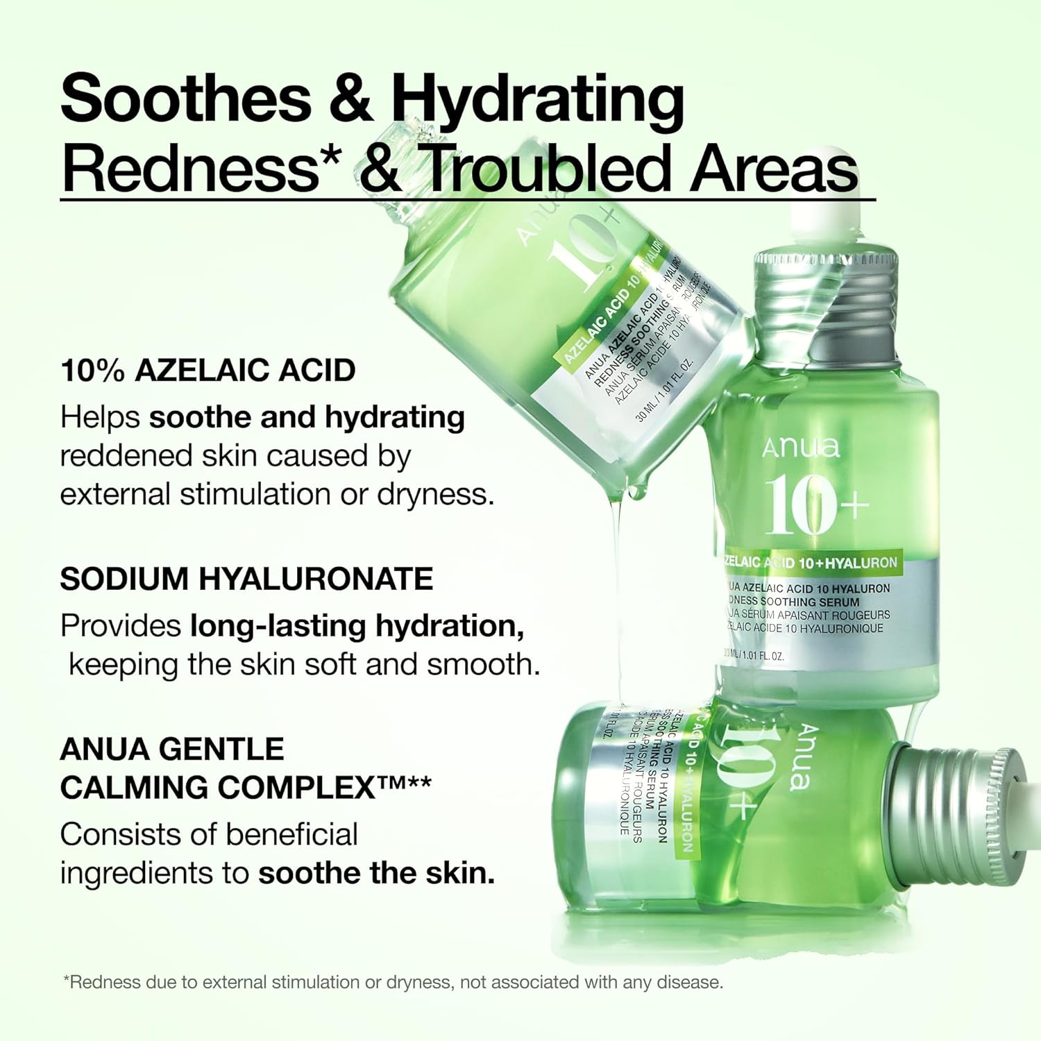 Azelaic Acid 10% + Hyaluron Redness Soothing Serum – Facial Serum for Blemish Prone & Oily Prone Skin – Lightweight & Hydrating Blemish Care with Hyaluronic Acid – Korean Skincare – 1.01 fl oz - Image 3