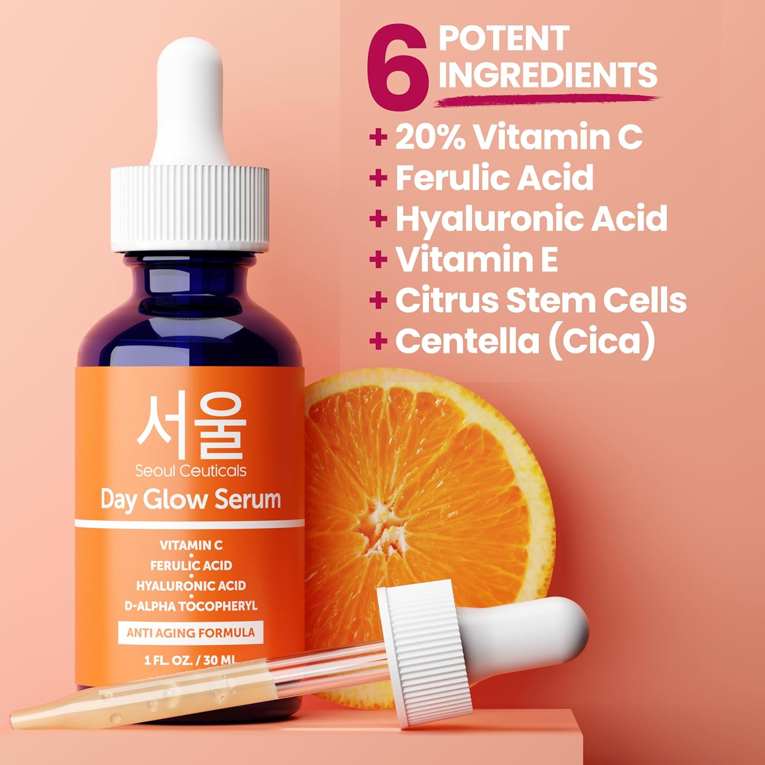 SeoulCeuticals Korean Skin Care 20% Vitamin C Hyaluronic Acid Serum + CE Ferulic Acid – Potent Anti Aging, Anti Wrinkle Korean Beauty – 1oz - Image 4