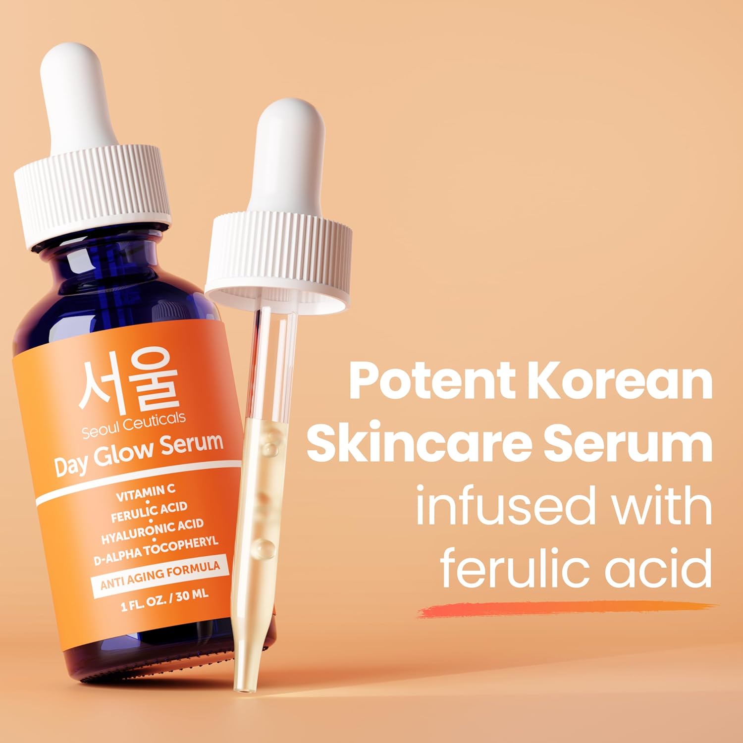 SeoulCeuticals Korean Skin Care 20% Vitamin C Hyaluronic Acid Serum + CE Ferulic Acid – Potent Anti Aging, Anti Wrinkle Korean Beauty – 1oz - Image 6