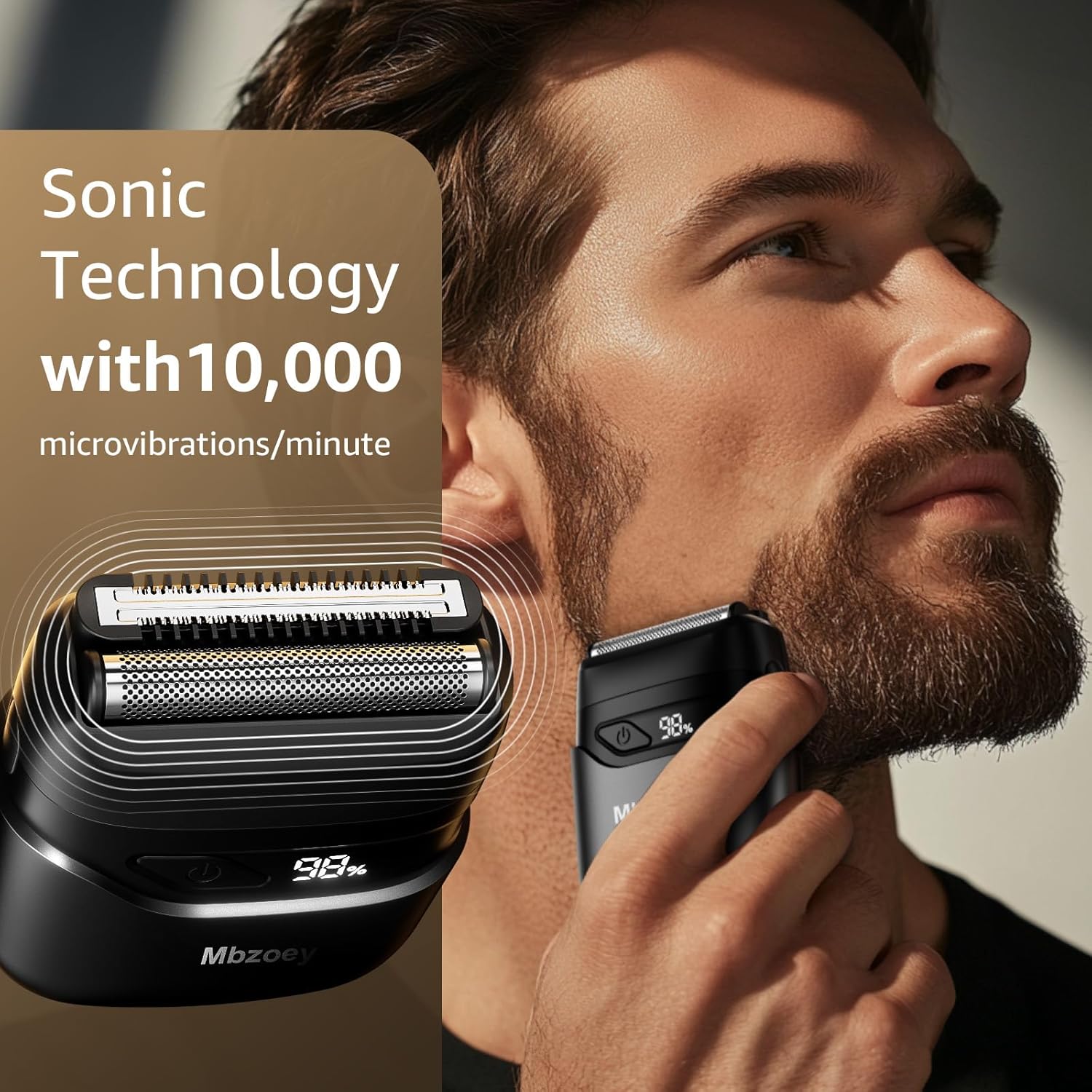 Mbzoey Electric Foil Shavers for Men – Mini Electric Razor for Face – IPX7 Waterproof Cordless Razor with LED Display and Fast Charge – Micro Comb Technology and Precision Blades - Image 3