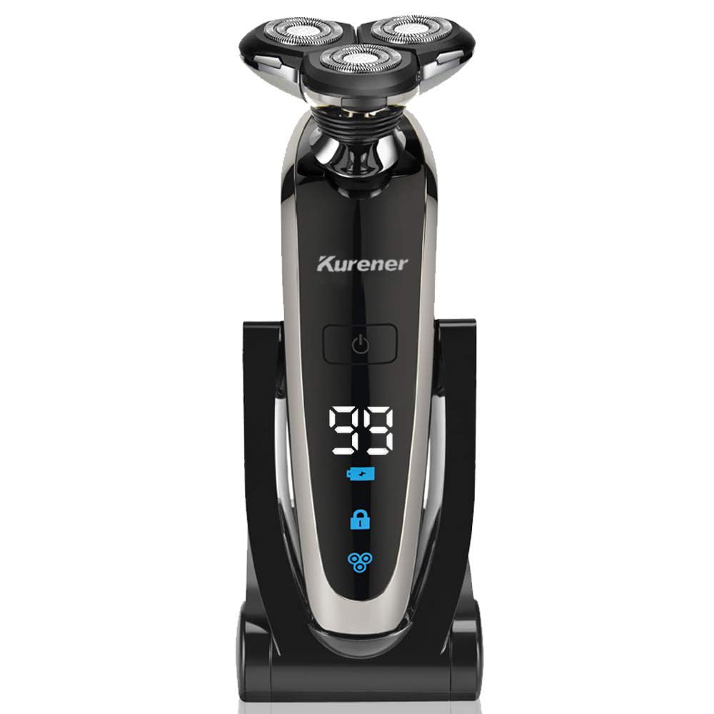 Kurener Electric Shaver Razor for Men – Rechargeable 100% Waterproof Rotary Shaver with Nose Trimmer, Sideburns Trimmer, and Face Cleaning Brush - Image 4