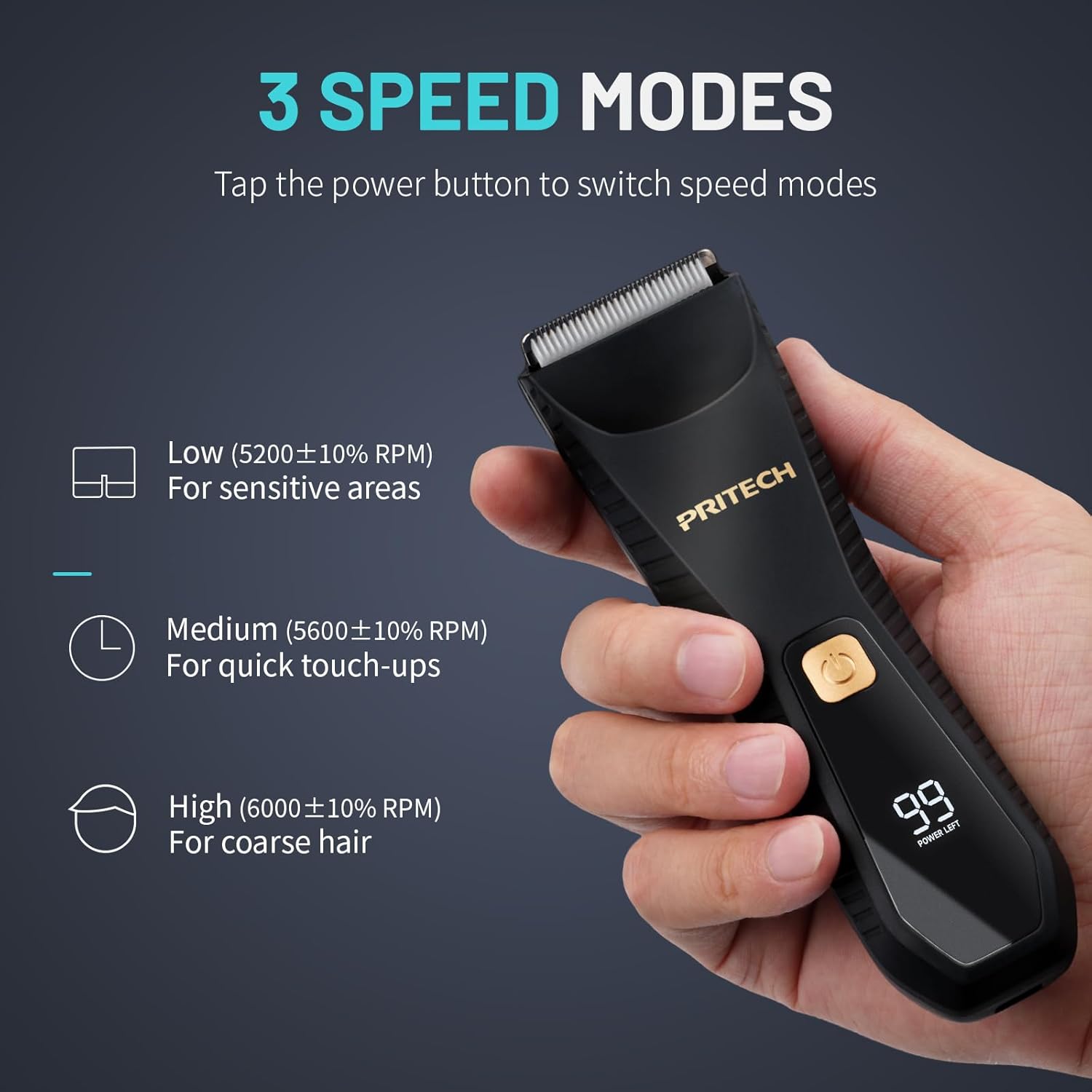 PRITECH Manscape Body Hair Trimmer – Waterproof Pubic Hair and Ball Trimmer – Ceramic Blade Shaver with USB C Charging – Wet and Dry Use – Nick Free Mens Grooming Kit – Gifts for Men - Image 6