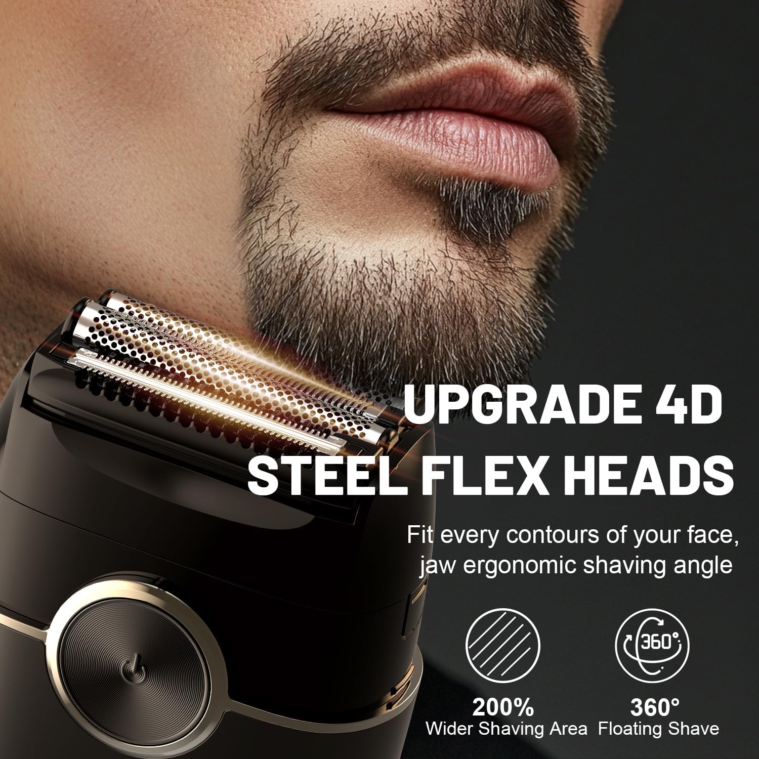 Rechargeable Electric Razor for Men – Mini Foil Shaver with 4 Floating Blades – Dual Speed and LED Display – 120 Minute Runtime – IPX7 Waterproof Face Shaver – USB C - Image 3