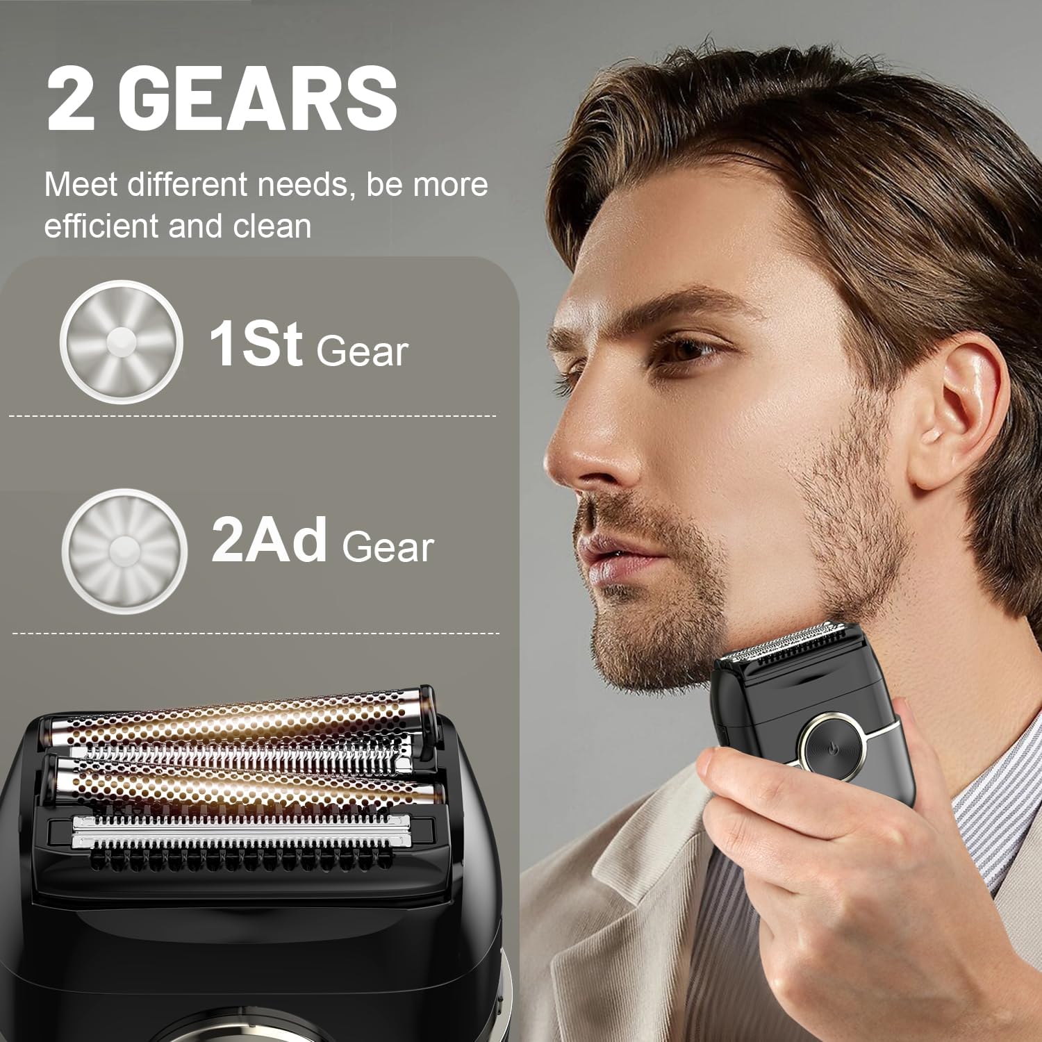 Rechargeable Electric Razor for Men – Mini Foil Shaver with 4 Floating Blades – Dual Speed and LED Display – 120 Minute Runtime – IPX7 Waterproof Face Shaver – USB C - Image 4