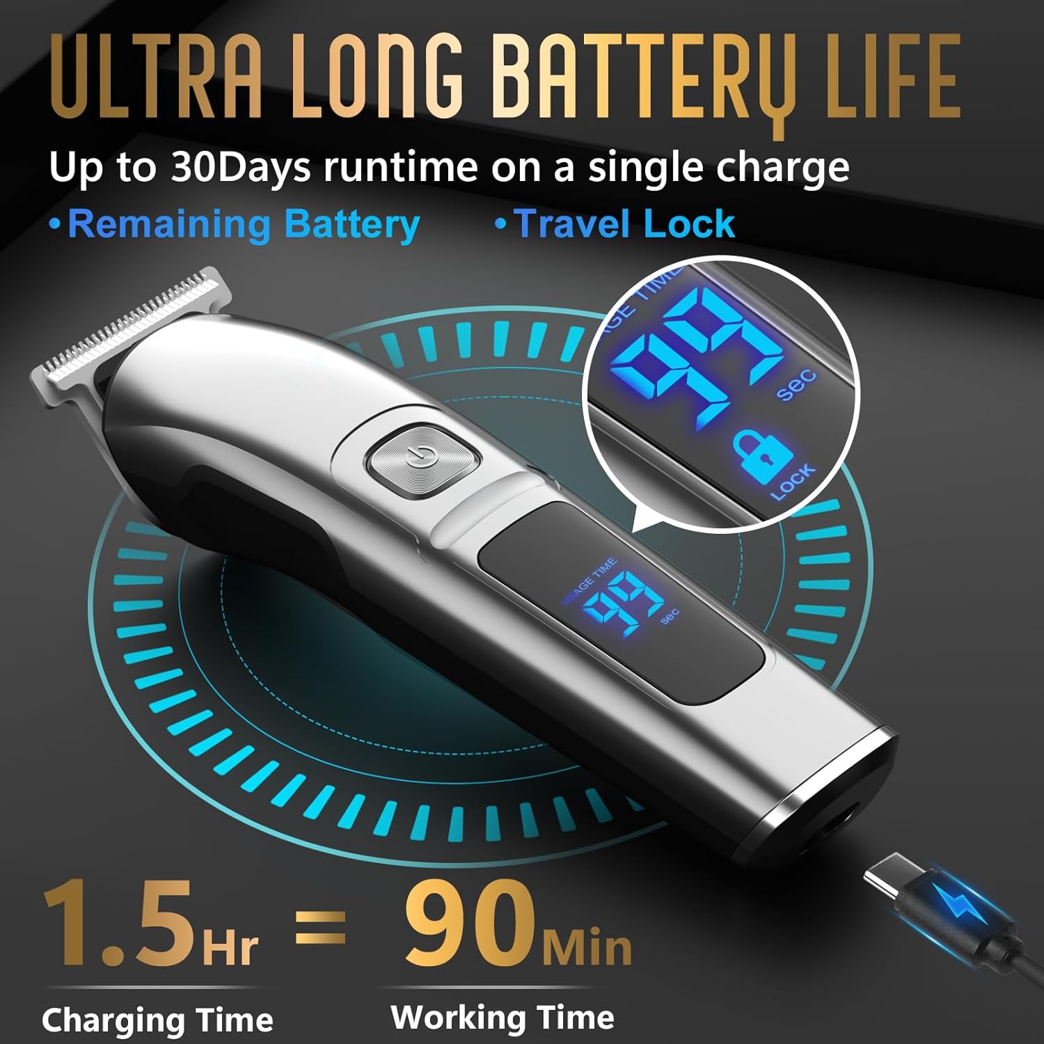 Ufree Beard Trimmer for Men – Waterproof Electric Razor for Nose, Body, Face and Mustache – Cordless Hair Clippers and Shavers Grooming Kit – Gifts for Men, Husband, Father - Image 4