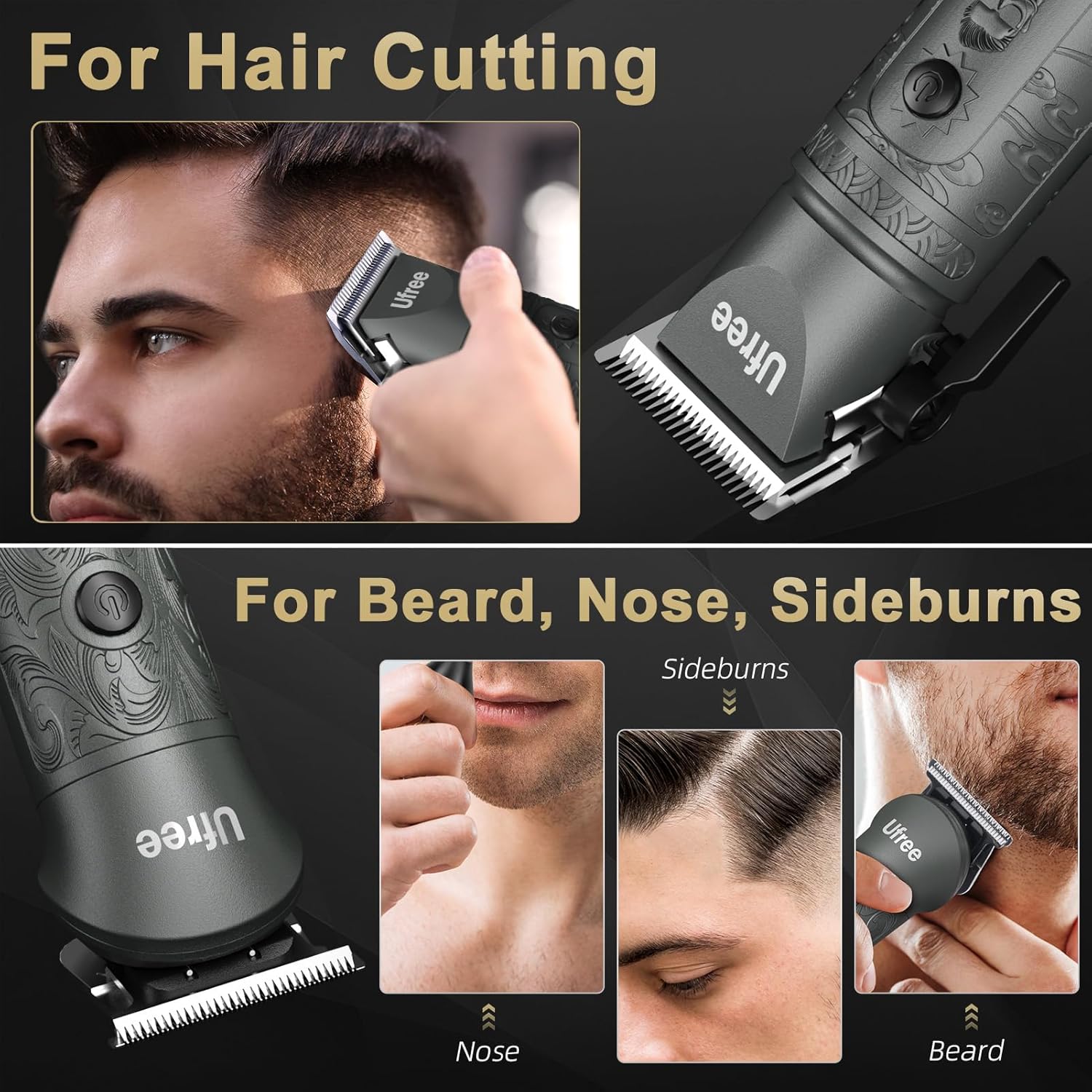 Ufree Beard Trimmer for Men with Hair Clipper – Professional Hair Clippers for Men and Hair Trimmers – Cordless Electric Razor Men's Grooming Kit for Nose, Face, Ear, Body – Gifts for Men, Husband, Father - Image 2