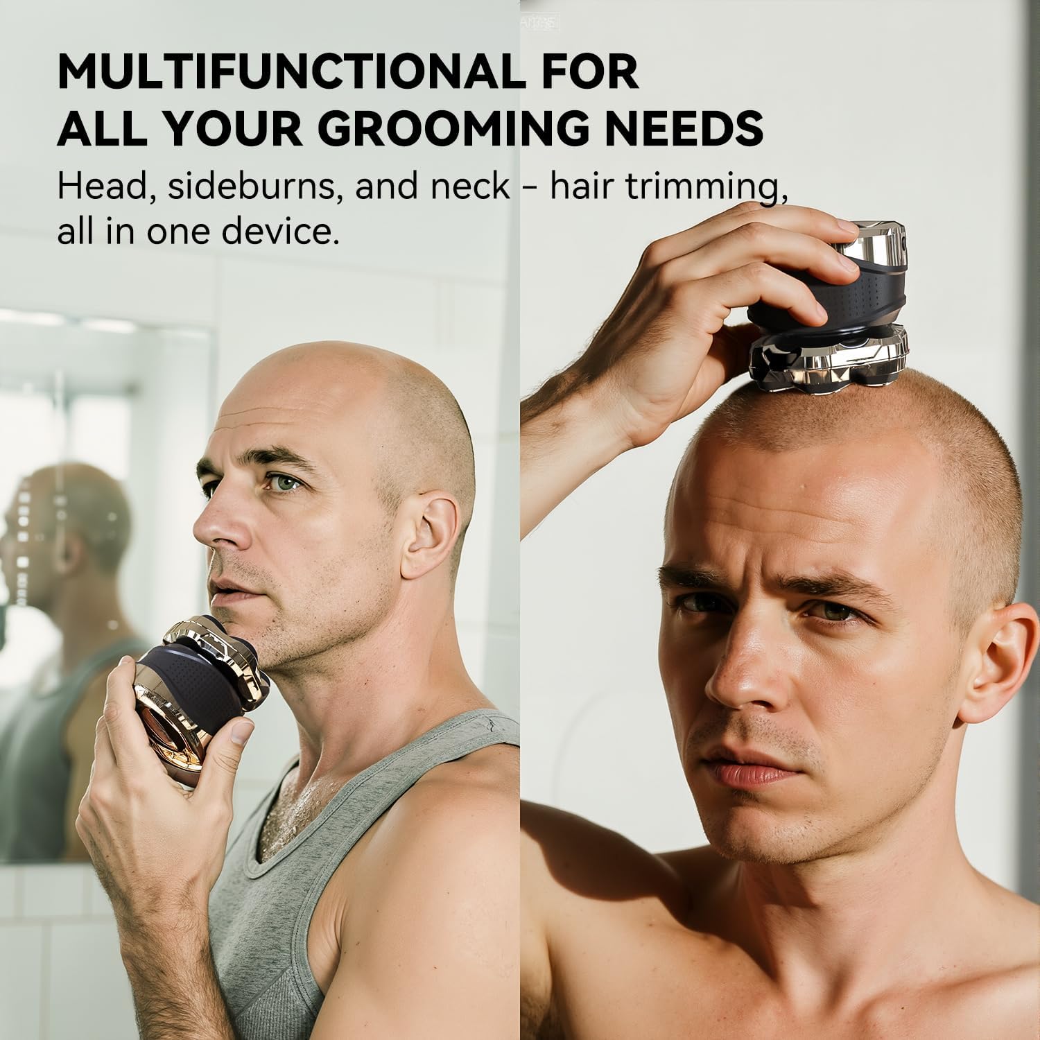 Men's Electric Rotary Shaver for Bald Head – 2026 Upgrade 7D Floating Electric Shaver with LED Display – IPX6 Waterproof – Type C Fast Charge – Magnetic Heads – Travel Case – Ideal Men's Grooming Gift - Image 3