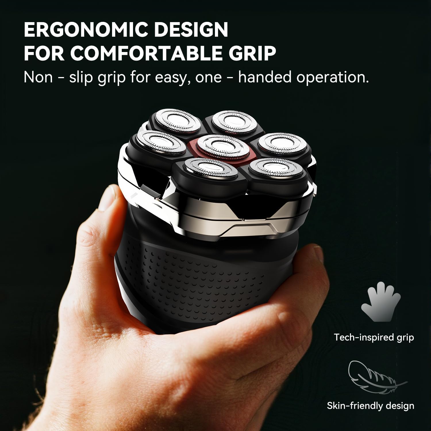 Men's Electric Rotary Shaver for Bald Head – 2026 Upgrade 7D Floating Electric Shaver with LED Display – IPX6 Waterproof – Type C Fast Charge – Magnetic Heads – Travel Case – Ideal Men's Grooming Gift - Image 4