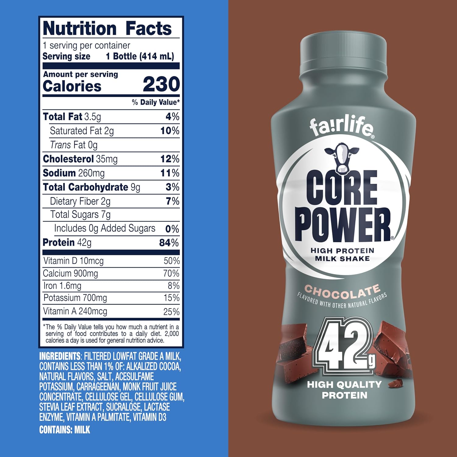 Core Power Elite High Protein Shake – Chocolate – 42g Protein per Bottle – 14oz – 12 Pack - Image 2
