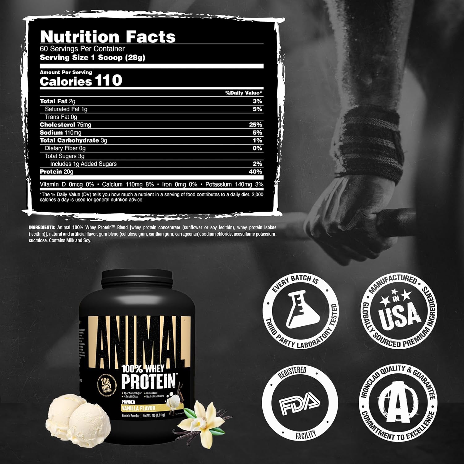 Animal 100% Whey Protein Powder – Whey Blend for Pre Workout or Post Workout, Recovery, or Anytime Low Sugar Protein Boost Meal Replacement with BCAA Branched Chain Amino Acids – Vanilla, 4 lb - Image 6