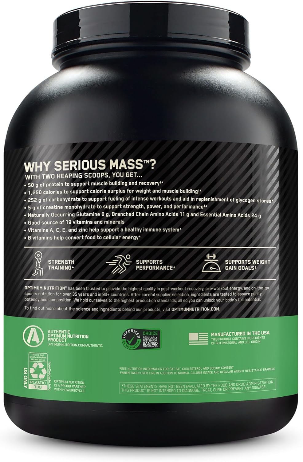 Optimum Nutrition Serious Mass – Weight Gainer Protein Powder with Vitamin C and Zinc for Immune Support and Creatine – Vanilla – 6 Pound (Packaging May Vary) - Image 3