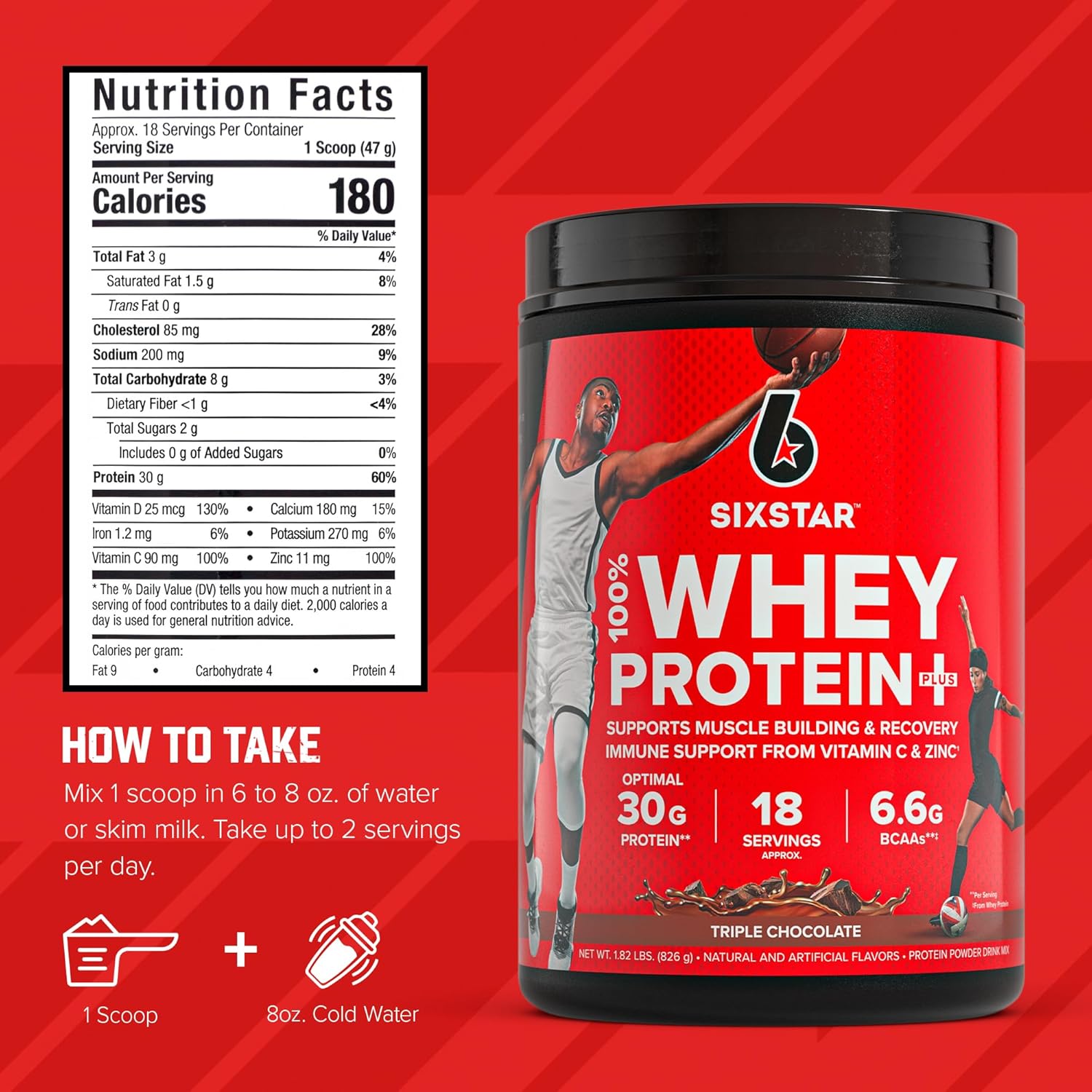 Six Star Whey Protein Powder – Whey Protein Plus – Whey Protein Isolate and Peptides – Lean Protein Powder for Muscle Gain – Muscle Builder for Men and Women – Triple Chocolate – 1.82 lbs (826 g) - Image 5