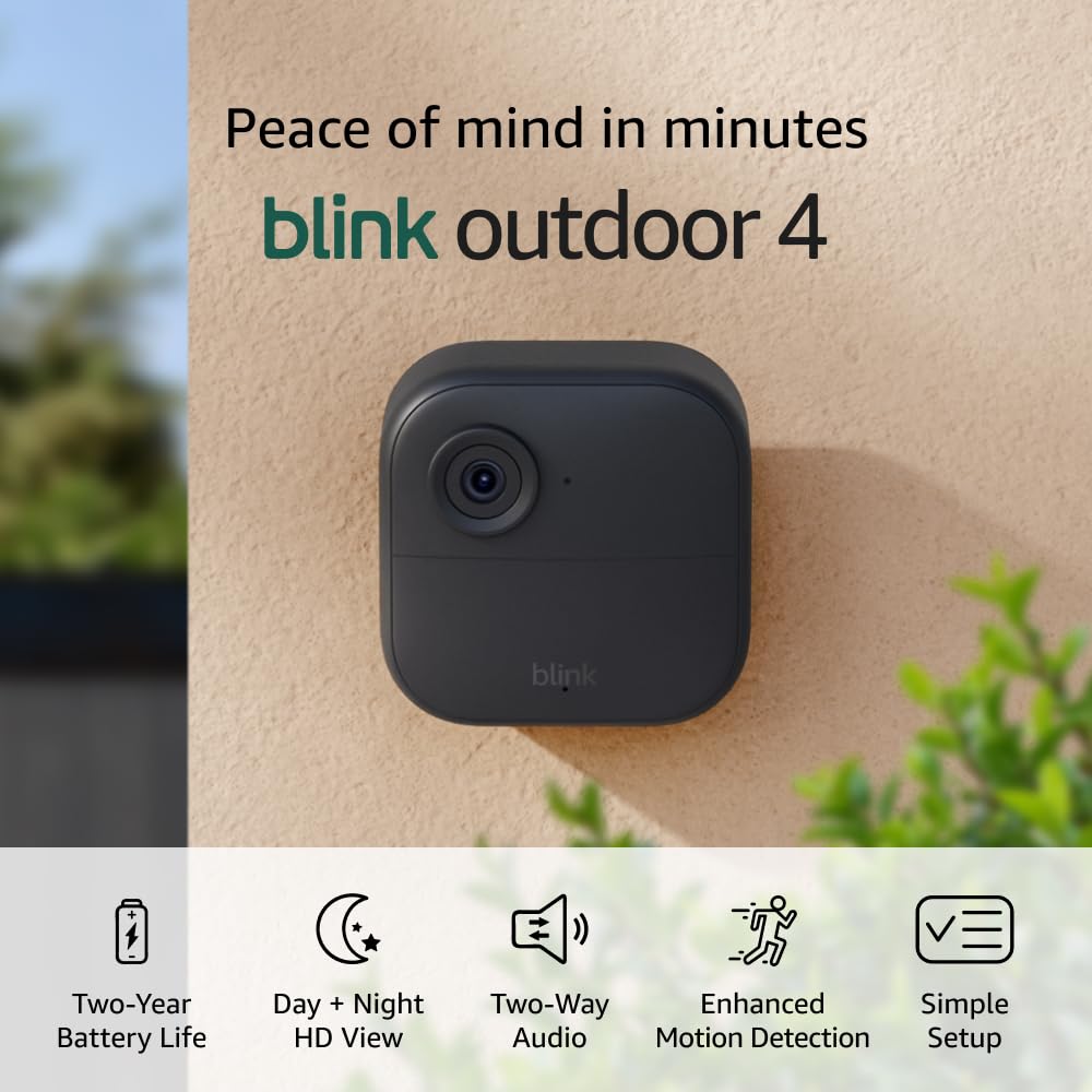 Blink Outdoor 4 – Wireless Smart Security Camera with Two Year Battery Life, 1080p HD Day and Infrared Night Live View, Two Way Talk – Sync Module Core Included – 3 Camera System - Image 2