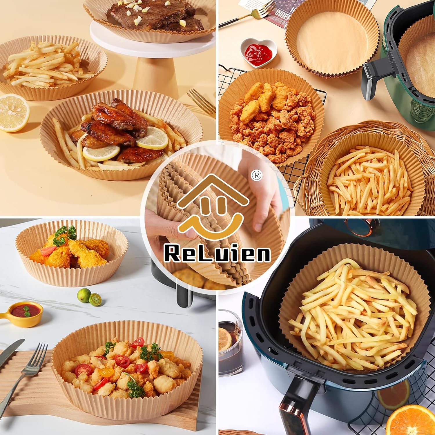 Air Fryer Paper Liners 100PCS – Non-Stick Oil Resistant 8 Inch Round Airfryer Liners Disposable for 5-8QT Basket, Parchment Paper for Baking, Roasting & Microwave - Image 6