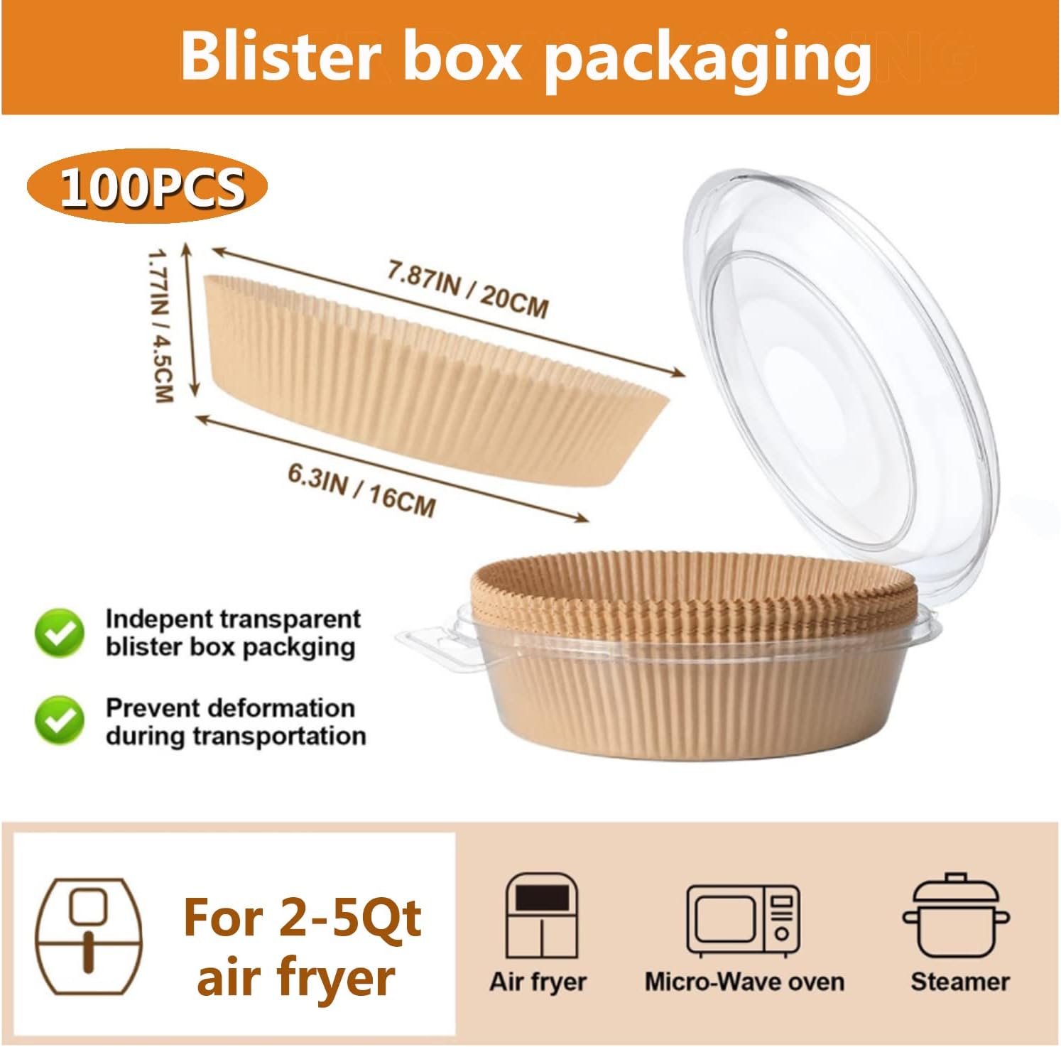Air Fryer Liners Round, 100PCS 6.3 Inch Disposable Liner for Air Fryer 2Qt to 5Qt, Unbleached Non-Stick Non-Leak Small Airfryer Liner Parchment Paper - Image 4