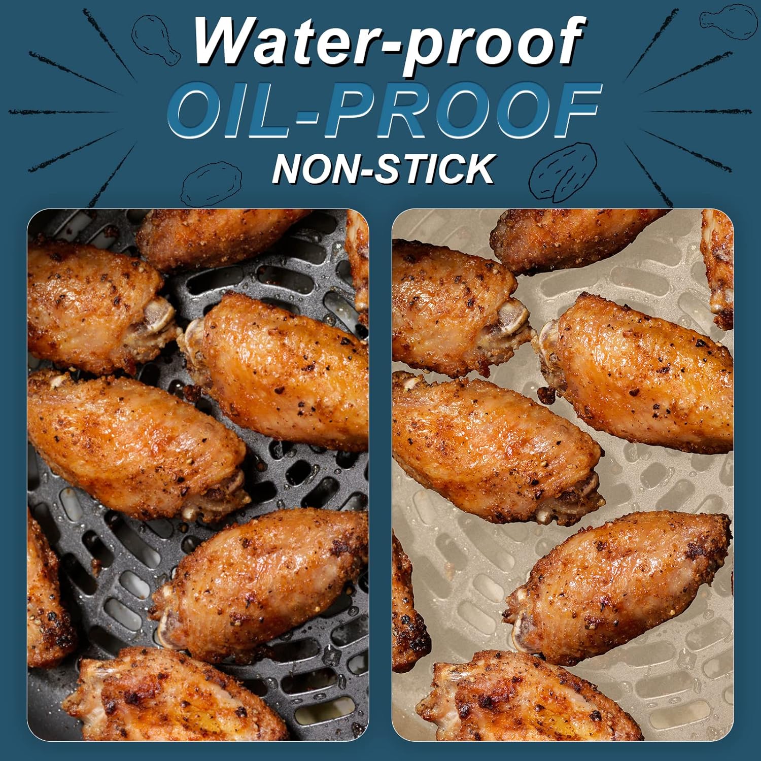 Air Fryer Liners Disposable for Ninja 4QT AF101, Airfryer Liners Round 9.5 Inch Air Fryer Paper Liners Non-Stick Air Fryer Parchment Paper Liners Oil Resistant, Waterproof for 4-8Qt Basket - Image 2