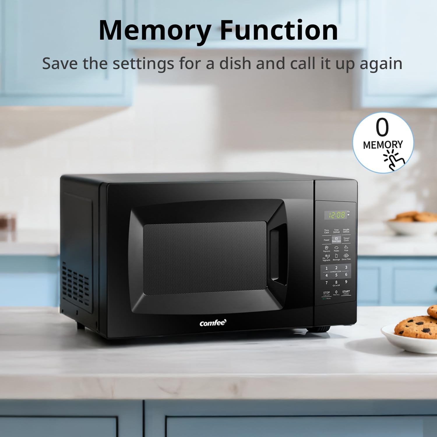 COMFEE' EM720CPL-PMB Countertop Microwave Oven with Sound On/Off, ECO Mode and Easy One-Touch Buttons, 0.7cu.ft, 700W, Black - Image 6