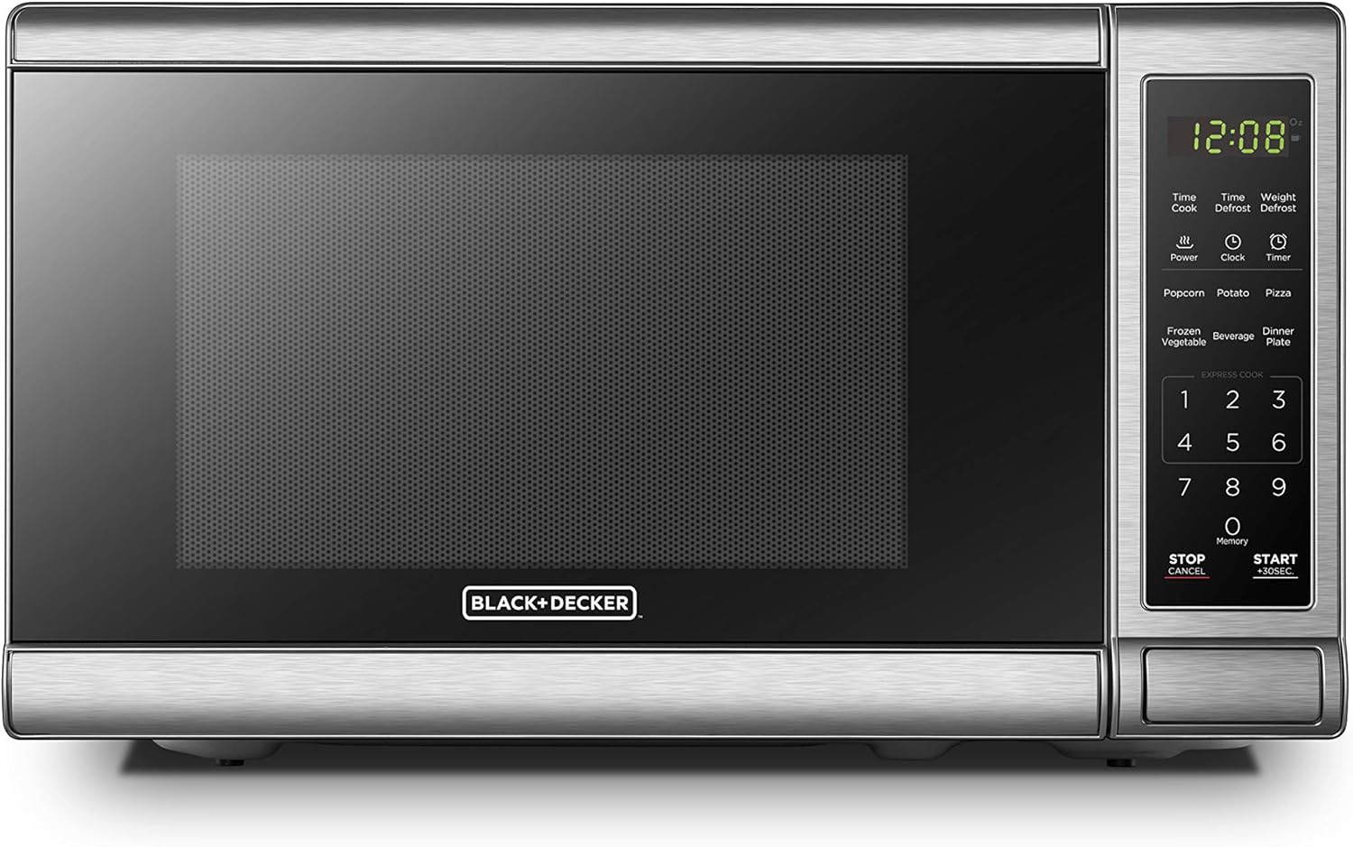 BLACK+DECKER EM720CB7 Digital Microwave Oven with Turntable Push-Button Door, Child Safety Lock, 700W, Stainless Steel, 0.7 Cu.ft - Buy Online at SimraCart
