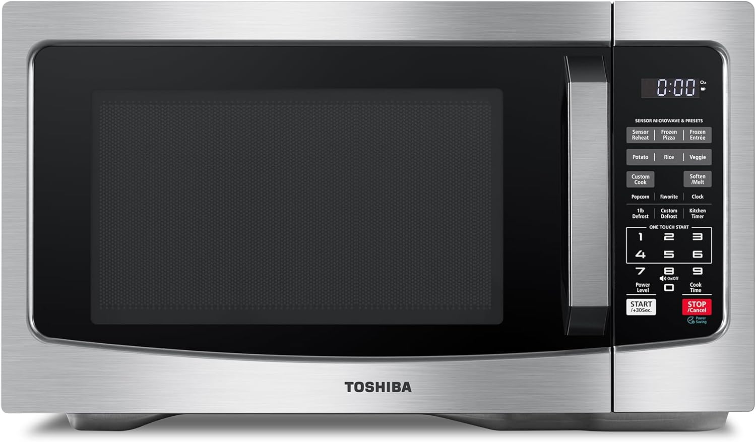 Toshiba EM131A5C-SS Countertop Microwave Oven 1.2 Cu Ft with 12.4" Removable Turntable Smart Humidity Sensor, 12 Auto Menus Mute Function ECO Mode Easy Clean Interior, 1000W, Silver - Buy Online at SimraCart