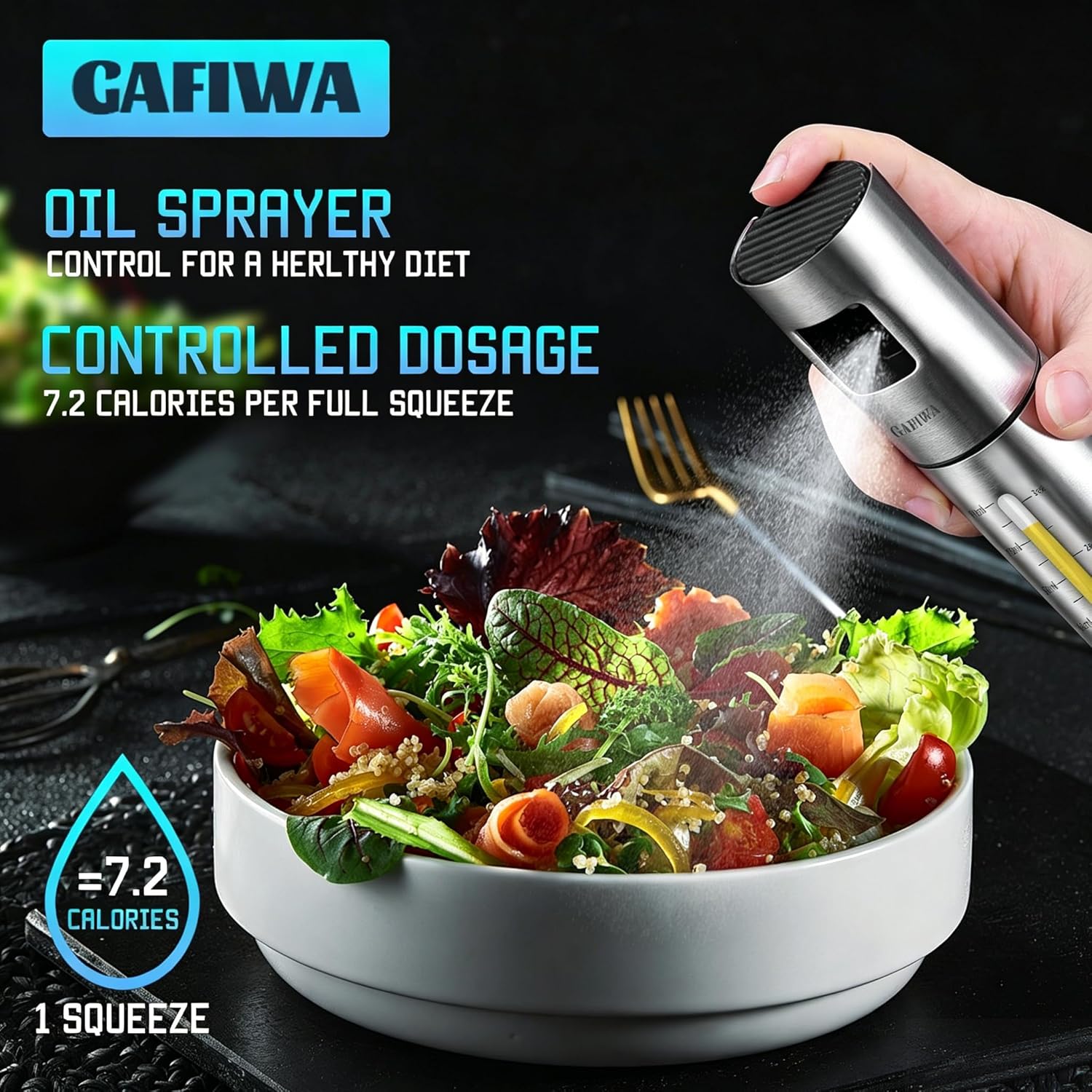 Olive Oil Sprayer for Cooking – SUS304 Stainless Steel 100ml Olive Oil Mister Bottle – Leak-Proof Portable Oil Dispenser Spritzer for Kitchen - Image 2