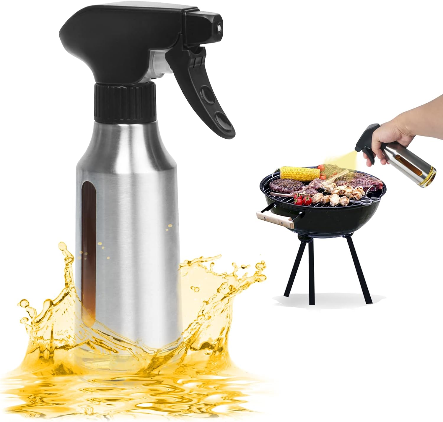 Spray Bottle – 180ml Stainless Steel Olive Oil Sprayer for Cooking – Oil Mister for Air Fryer, Canola Spritzer for BBQ, Salad, Vinegar, Baking, Roasting - Buy Online at SimraCart