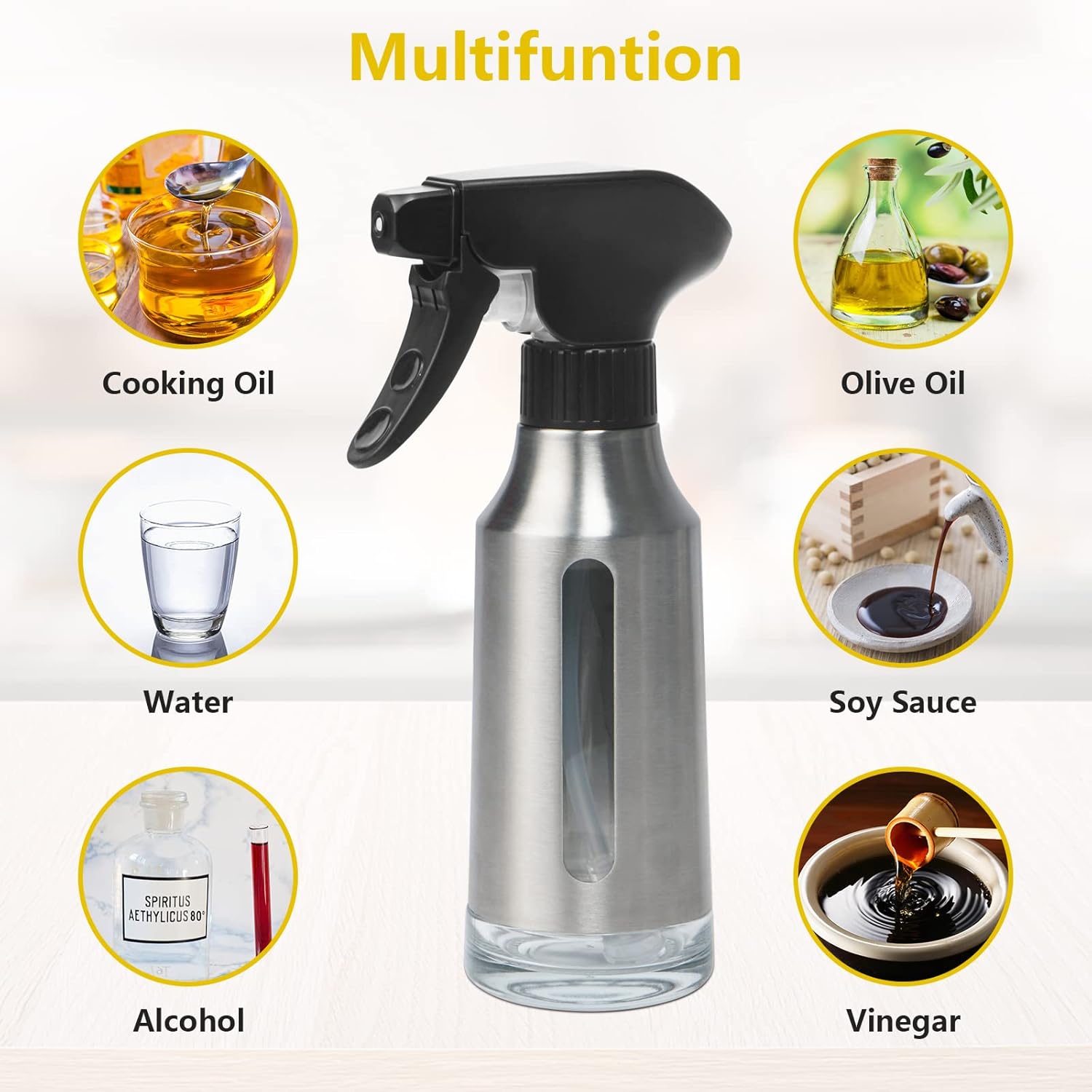 Spray Bottle – 180ml Stainless Steel Olive Oil Sprayer for Cooking – Oil Mister for Air Fryer, Canola Spritzer for BBQ, Salad, Vinegar, Baking, Roasting - Image 4