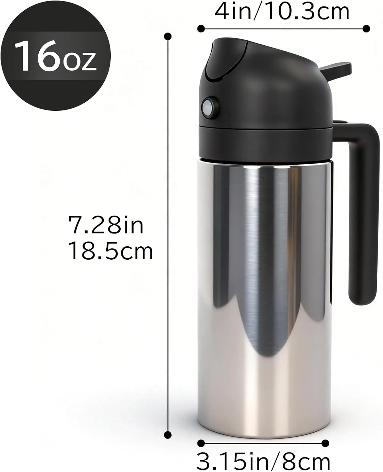 2-in-1 Oil Dispenser and Oil Sprayer – 16oz/470ml Stainless Steel Olive Oil Sprayer Bottle for Kitchen Cooking, Air Fryer, BBQ, Salad, Baking - Image 4