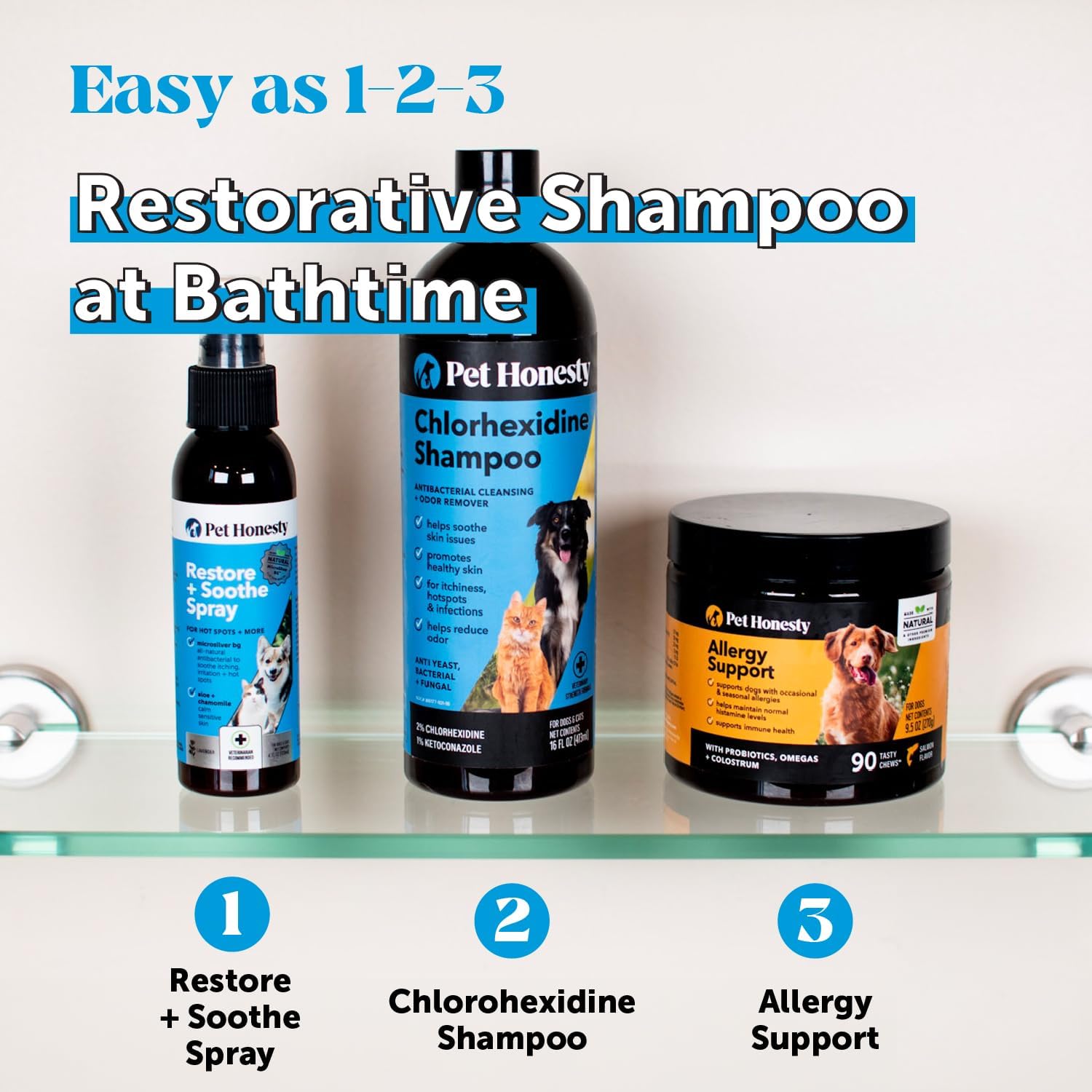 Chlorhexidine Cat & Dog Itch Relief Shampoo – Allergy, Hot Spot & Shedding Control, Skin & Coat Care, 16oz Grooming Supplies - Image 4