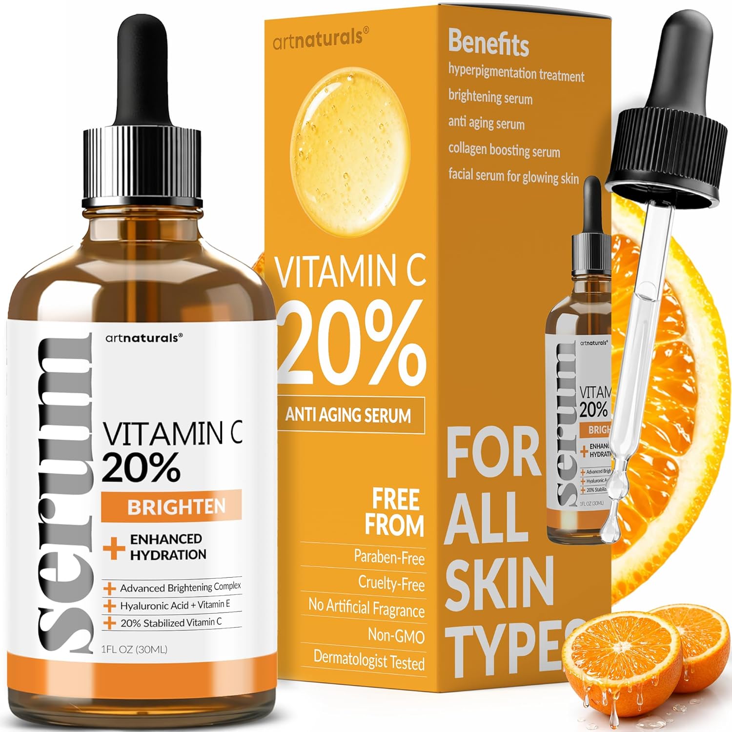 Anti-Aging Vitamin C Serum – 20% Vitamin C with Hyaluronic Acid & Vitamin E | Wrinkle Repair, Dark Spot & Sun Damage Corrector (30ml) - Buy Online at SimraCart