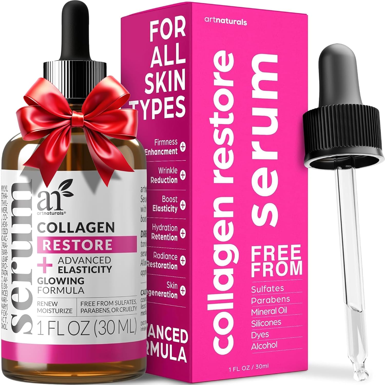 Collagen Booster Serum – Anti-Aging Face Serum with Hyaluronic Acid & Vitamin E | Wrinkle Repair, Skin Healing & Tone Improvement (1 oz)