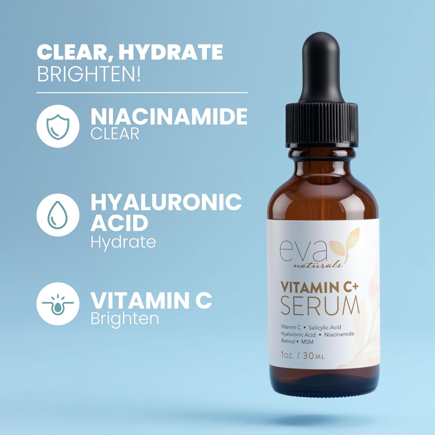 Naturals Vitamin C Serum – Dark Spot Remover & Corrector with Retinol, Hyaluronic Acid, Niacinamide & Salicylic Acid | Brightening Anti-Aging Face Care (1 oz) - Image 2