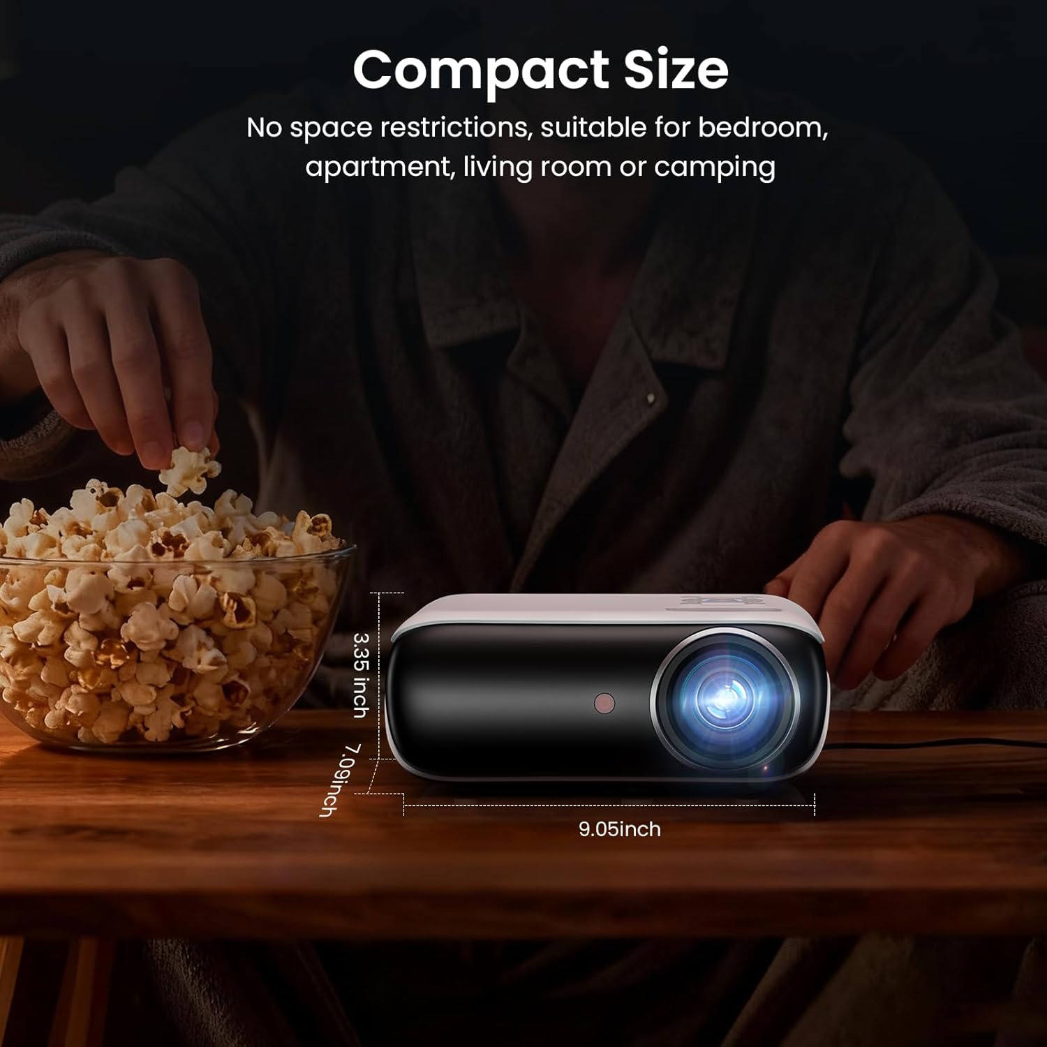 Native 1080P Projector, Bluetooth Home Theater Movie Projector with Built-in Speaker, Compatible with Smartphone, HDMI, Fire Stick, PS5, Indoor & Outdoor Use - Without Google TV System - Image 3