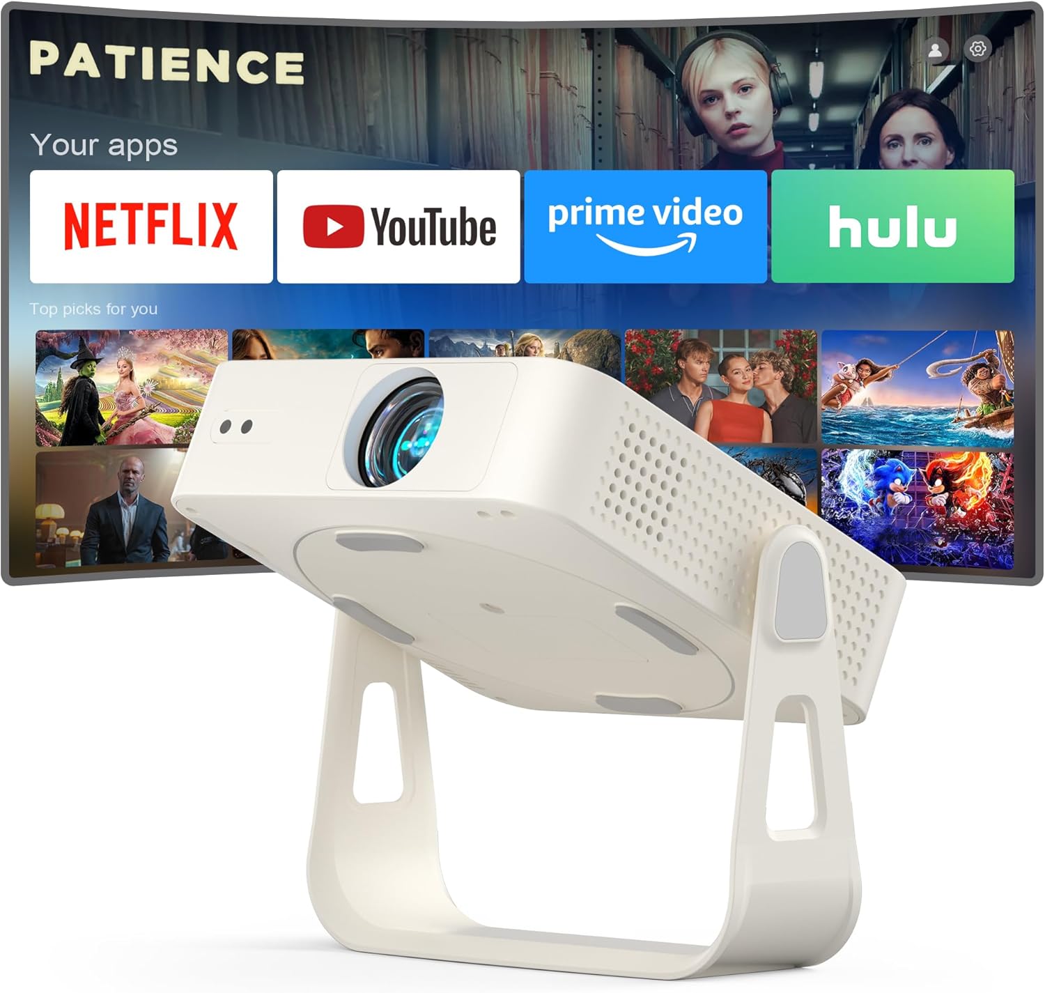 XuanPad Smart Mini Projector with WiFi and Bluetooth, 4K Support Movie Projector, Portable Native 1080P Outdoor Projector with 360° Stand, Auto Focus, Auto Keystone, Built-in Android System - Buy Online at SimraCart