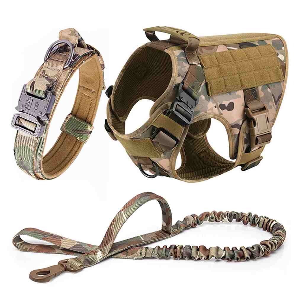 Luxury Tactical Dog Harness Leash Collar Set – Training Walking No-Pull Adjustable Pet Vest for Medium & Large Dogs - Buy Online at SimraCart
