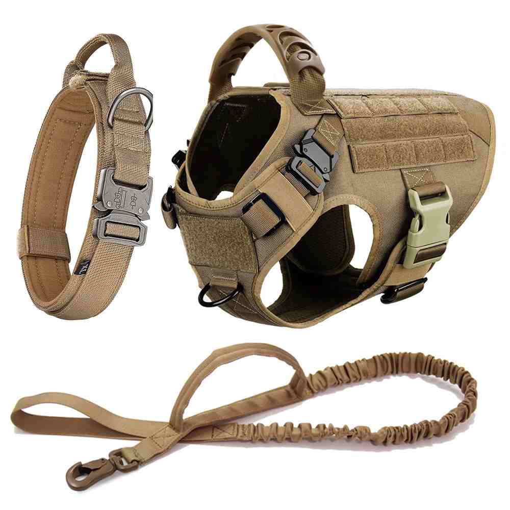Luxury Tactical Dog Harness Leash Collar Set – Training Walking No-Pull Adjustable Pet Vest for Medium & Large Dogs - Image 3